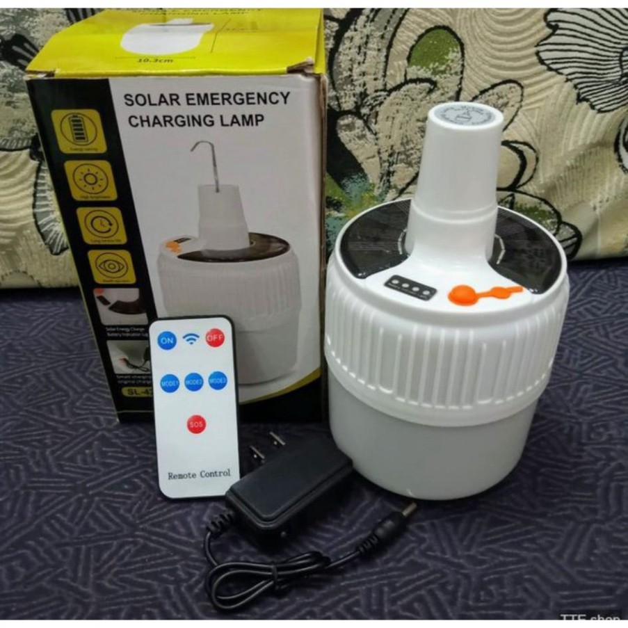 Bóng Đèn Tích Điện 100W Có Điều Khiển Từ Xa Và Tấm Năng Lượng Mặt Trời