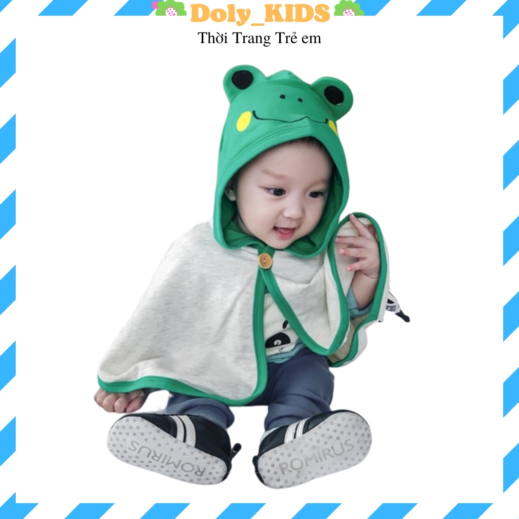 Áo choàng chống nắng cho bé trai bé gái DOLY KIDS, áo khoác cho bé trai in hình chú ếch từ 6- 20kg ANO1