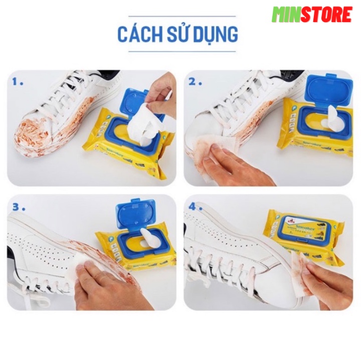 Khăn lau giày dép - Giấy lau giày tiện lợi Sneaker Wipes gói 30 cái -M03