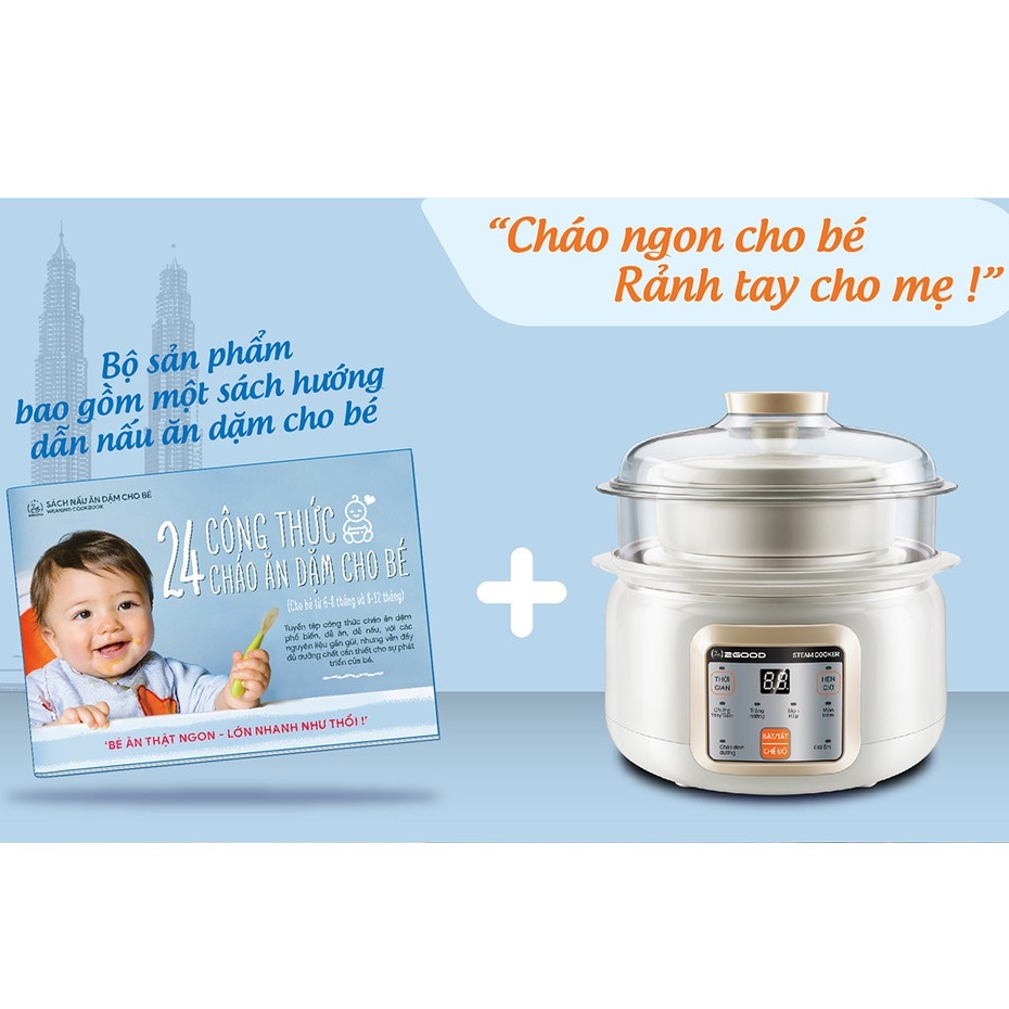 Nồi nấu cháo chậm 2 tầng cho bé, nồi hầm cháo cách thủy 2GOOD 1.5 lít - 1.6 lít chất liệu niêu gốm - HAPOS