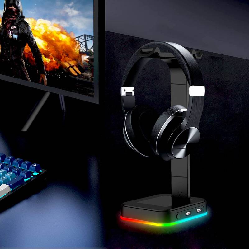 Giá đỡ tai nghe USB kép RGB, phần mở rộng USB tại nhà