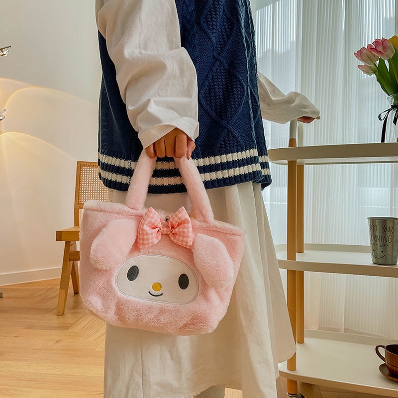 Túi Xách Tote Phủ Bông Họa Tiết Hoạt Hình Phong Cách Nhật Bản Đáng Yêu Dành Cho Bé Gái