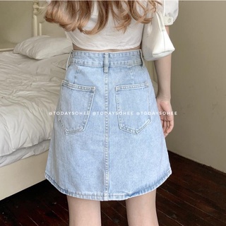 [Hàng có sẵn] Chân váy ngắn jeans sáng