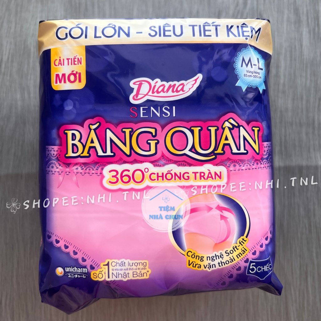 Băng Vệ Sinh Ban Đêm Dạng Quần  Diana Sensi Size M - L Gói 5 Miếng