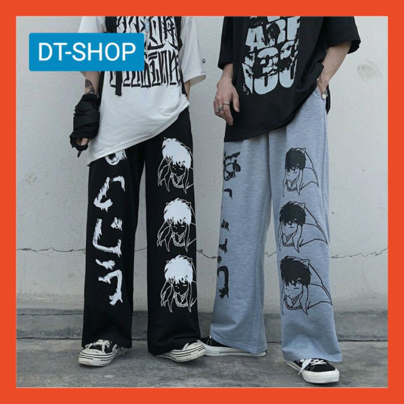 Quần Nỉ  hoạt hình Ống Rộng Dáng Suông Ulzzang - Kiểu quần dây rút thắt gấu Unisex  DT-SHOP