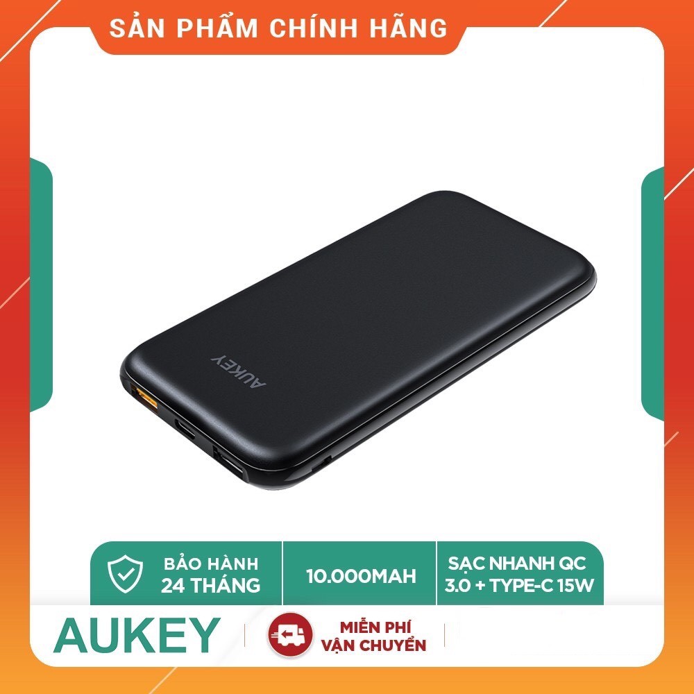 Pin Sạc Dự Phòng 10000mAh Aukey PB-Y13 Sạc nhanh QC 3.0 &amp; Type C 18W - Hàng Chính Hãng