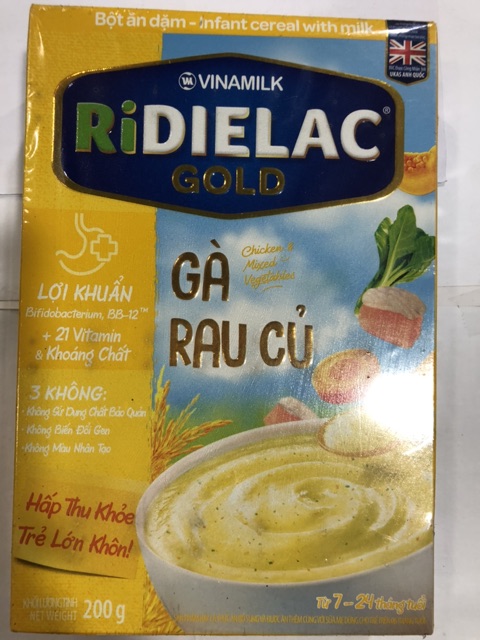 ❤Bột Ăn Dặm RiDIELAC Gold Vị NGỌT- Vị MẶN (7 Vị 200g x 1Hộp Giấy)