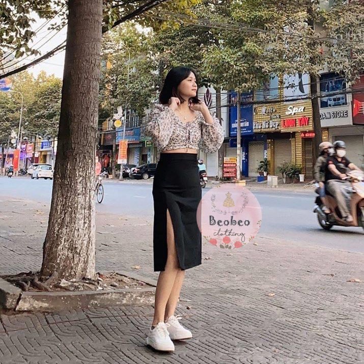 [Ảnh thật] Chân váy đen midi xẻ đùi cá tính ulzzang | BigBuy360 - bigbuy360.vn