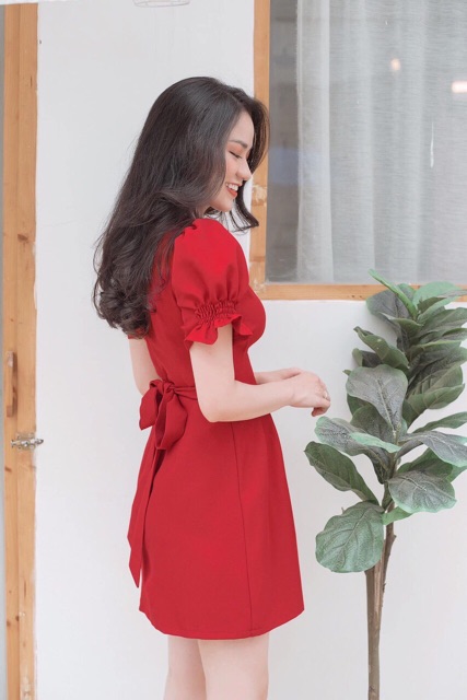 Đầm xếp li thắt nơ 2 màu (kèm hình thật) | BigBuy360 - bigbuy360.vn