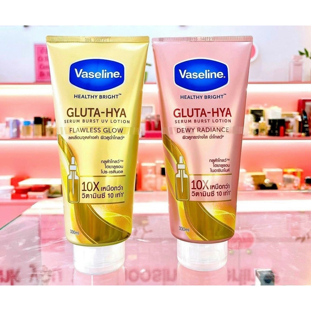 Combo Dưỡng Thể Vaseline Healthy Bright Gluta Hya 10X 330ml