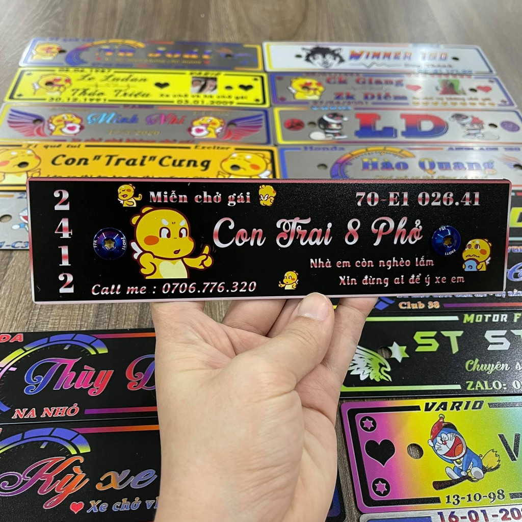 Bảng tên xe máy in UV 16 triệu màu tùy chỉnh - Thiết kế theo yêu cầu