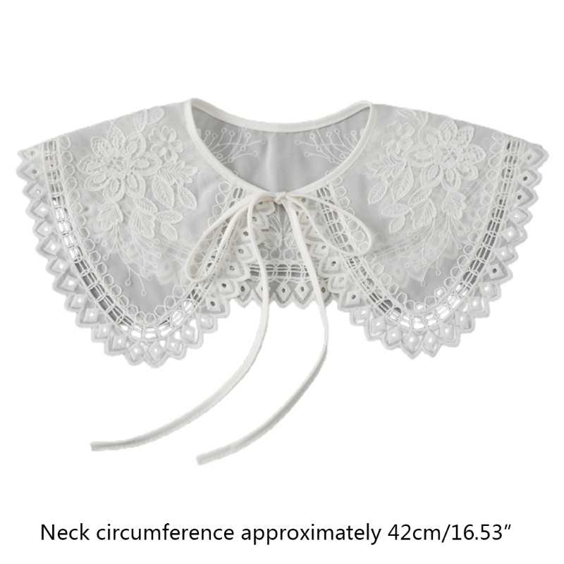 Yoioi Vòng Cổ Giả Khăn Choàng Cổ Thêu Hoa Lá Kiểu Công Chúa Lừa Cài Áo Khoét Rỗng Cho Nữ