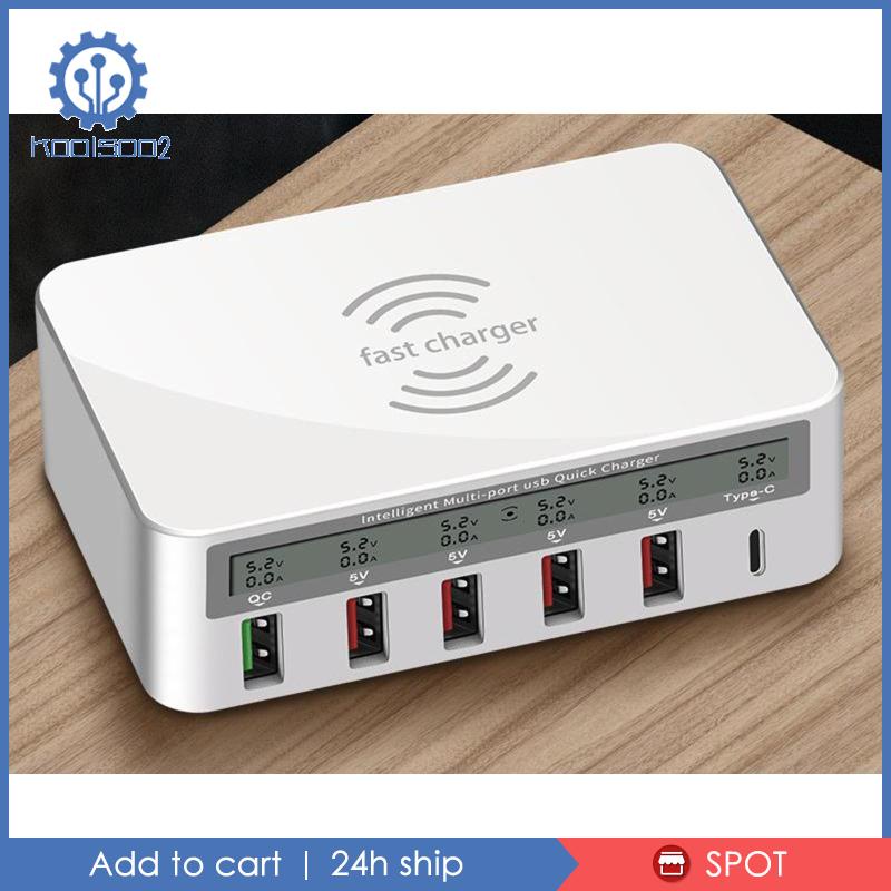 Đế Sạc Nhanh Không Dây Qi 5 USB QC 3.0 Koolsoo2 Có Màn Hình LED Hiển Thị