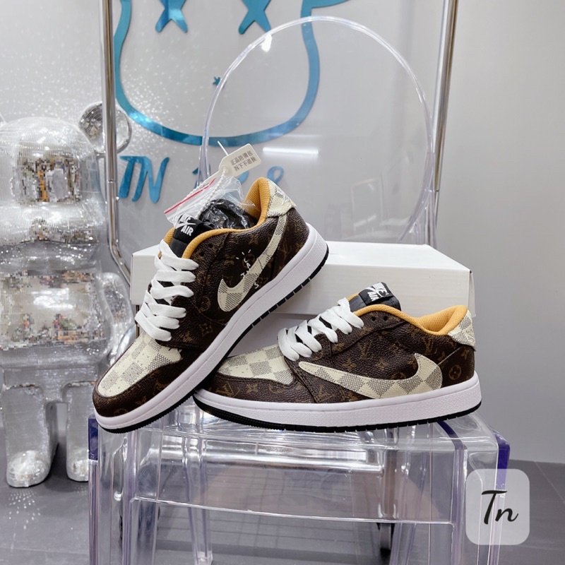 Giày thể thao sneaker cổ thấp jd hoa lv kẻ ô fullbox ( full size nam nữ )