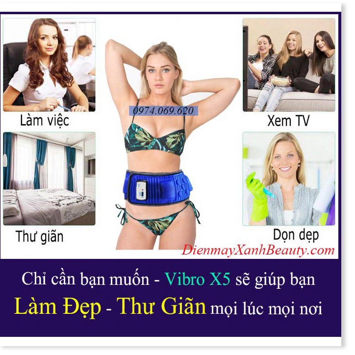 Máy Massage bụng Rung Nóng Tan mỡ Chính Hãng Mỹ Vibro X5- Đai Massage bụng- máy đánh tan mỡ bụng