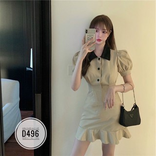Bigsize Đầm phối nút cổ D496