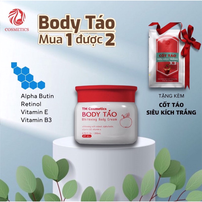 Kem body táo tm cosmetic 200ml giúp dưỡng da trắng hồng ,mịn da,đều màu da- lucicosmetic