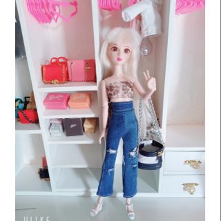 Quần jean lưng cao ống xòe nhẹ cho búp bê barbie xinyi muse giá rẻ