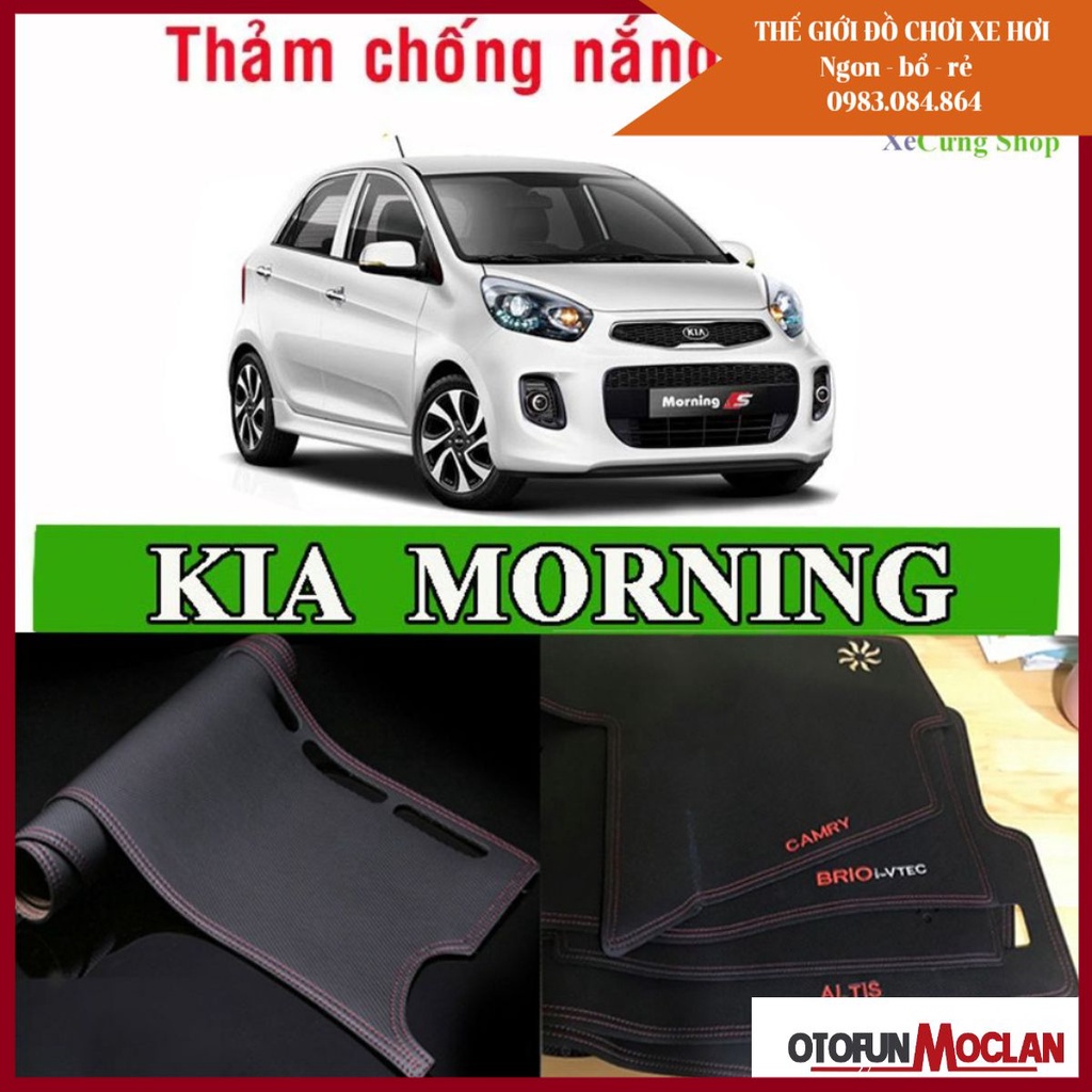 Thảm taplo vân da cacbon cao cấp dòng xe Kia Moning 2012-2019