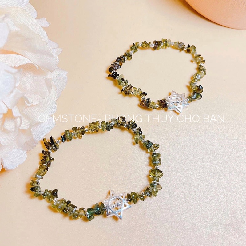 Vòng Tay Bạc Xinh Xắn Mix Đ.á. Tourm.ali.ne, Lắc Tay Cực Đẹp và Hợp Thời Trang