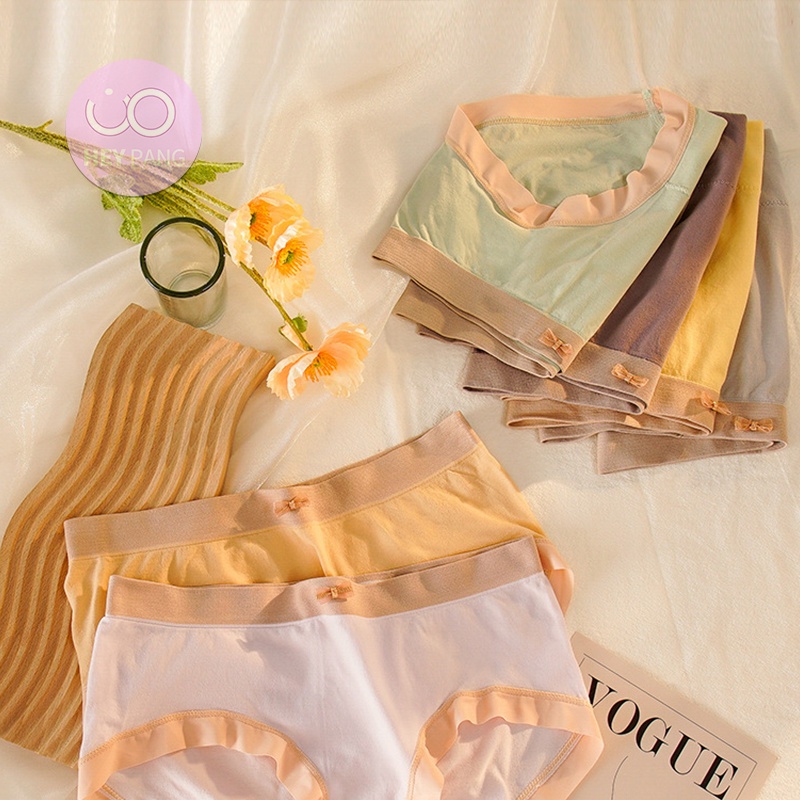 Quần lót nữ thun nơ cotton phối viền su thoáng khí đũng cotton kháng khuẩn HEYPANG VN024