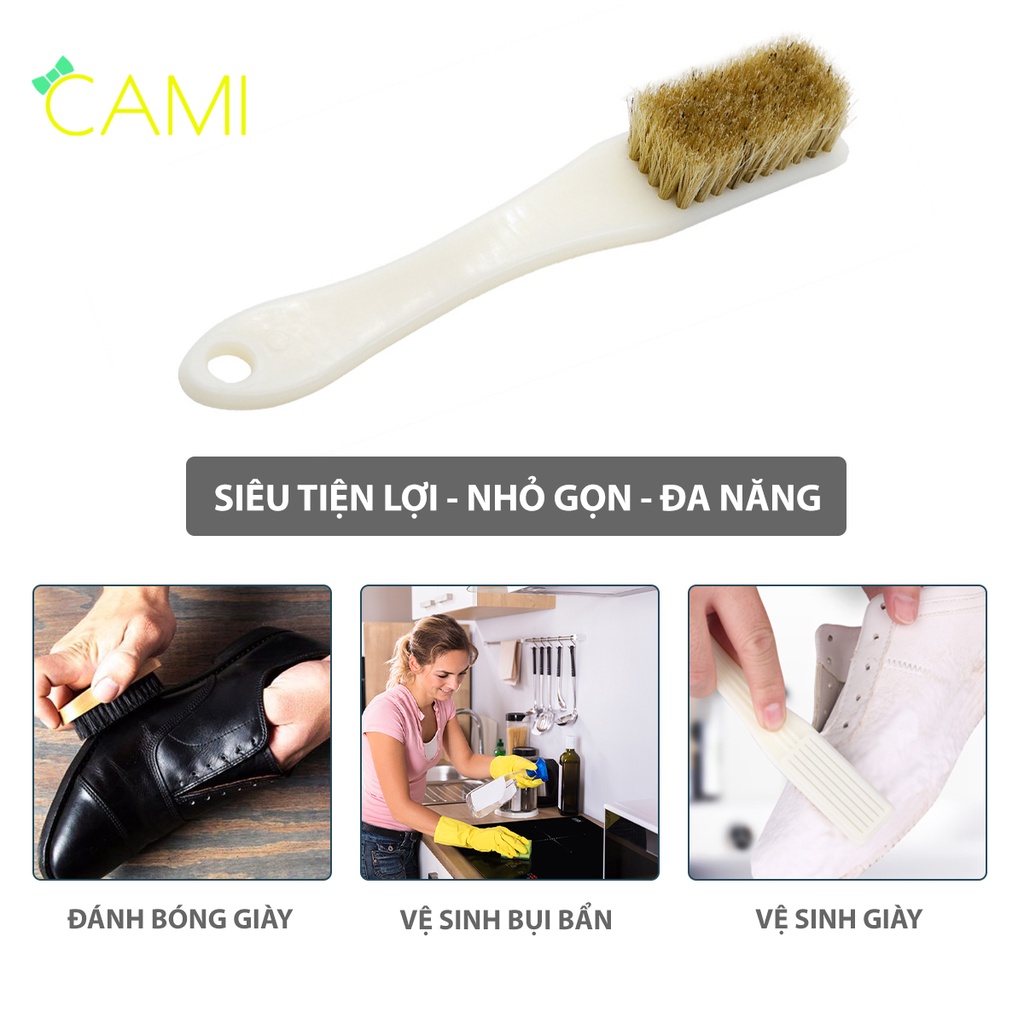 Bàn chải đa năng lông heo cán dài vệ sinh bụi bẩn đồ dùng trong nhà, đánh xi bóng mọi loại giày - Cami - CMPK251