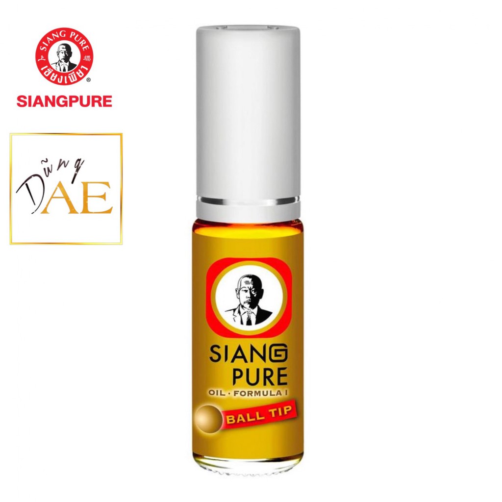 Dầu Gió Lăn Siang Pure Oil Formula Ball Tip Thái Lan 3mL