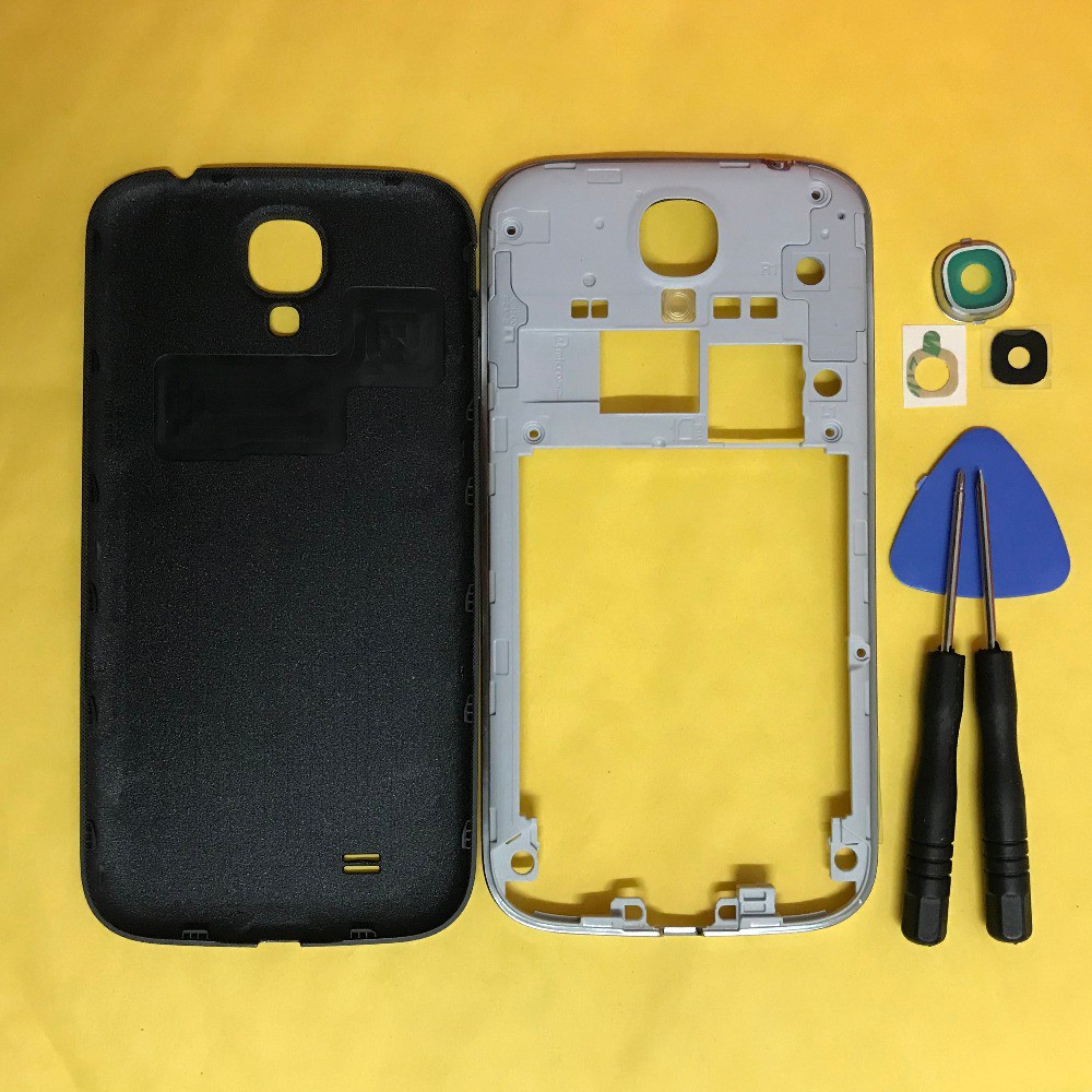 For Samsung Galaxy S4 I9500 I9505 I337 I545 L720 R970 M919 Phone Housing Middle Frame Case + Back Battery Cover + Camera