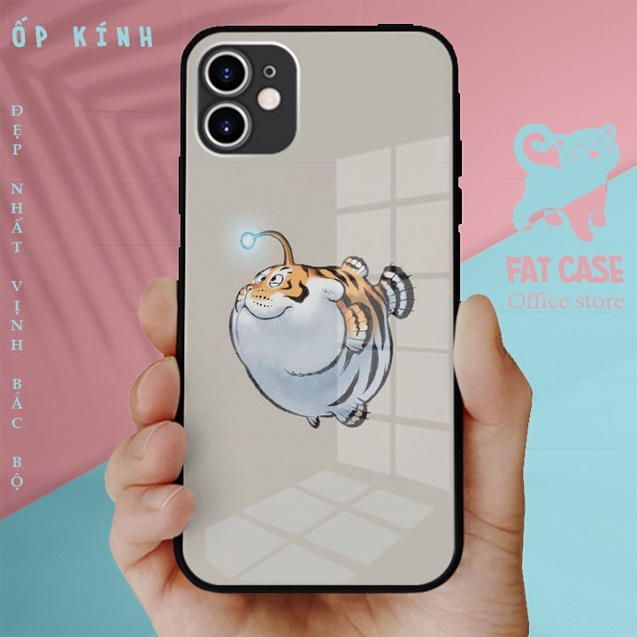 Ốp lưng mặt kính Cá hổ phát sáng iphone 6/6plus/6s/7/7plus/8/8plus/x/xr/xs/11/12/13/pro/max/plus/promax OK-BLUIMH00088