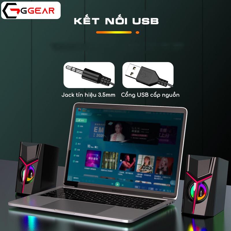 Loa máy tính Ggear Bonks DX19 loa vi tính mini để bàn gaming led siêu bass cho laptop pc điện thoại smartphone tv