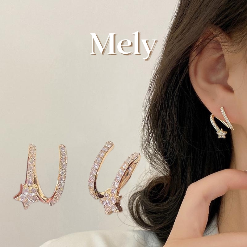 Bông tai bạc hình sao cá tính hiện đại phong cách hàn quốc - Mely B58