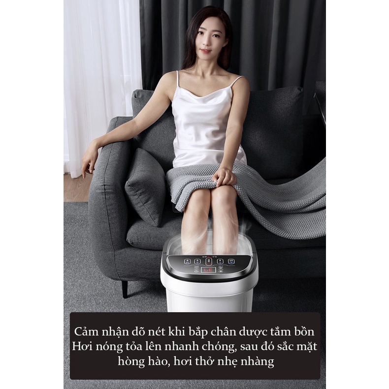 Bồn Ngâm Chân Massage, Máy Massage Ngâm Chân Thải Độc Xoa Bóp Bấm Huyệt Bằng 30 Con Lăn, Tự Động Làm Nóng