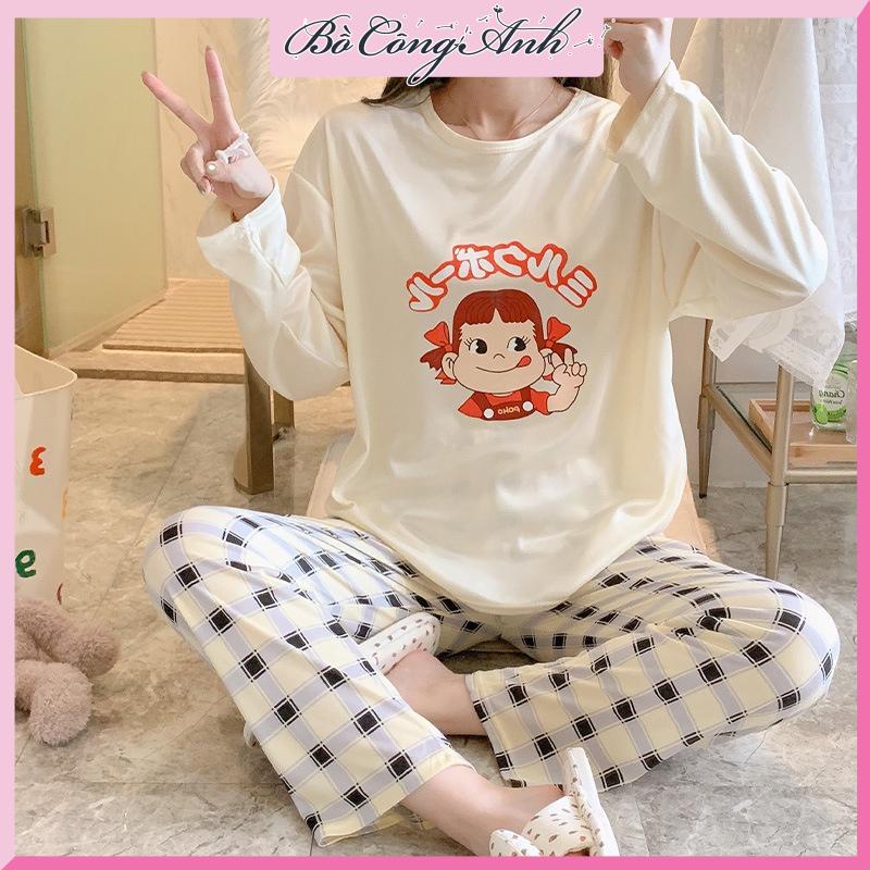 Đồ bộ nữ tay dài thun cotton sữa quảng châu