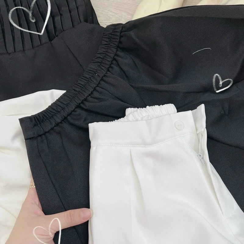 Set áo dây xếp li + quần sọt siêu xinh