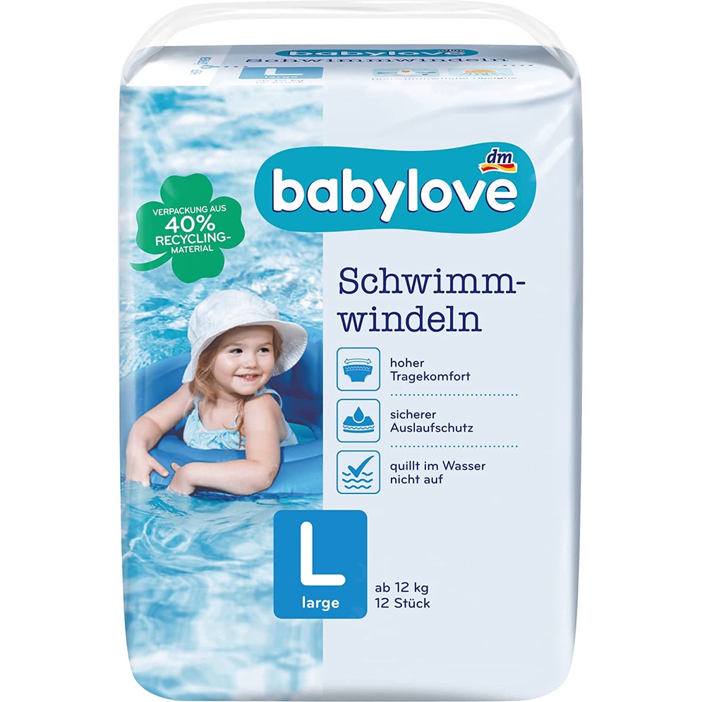 Bỉm bơi dán/quần Babylove Đức cho bé đủ size: M/L từ 7-20kg