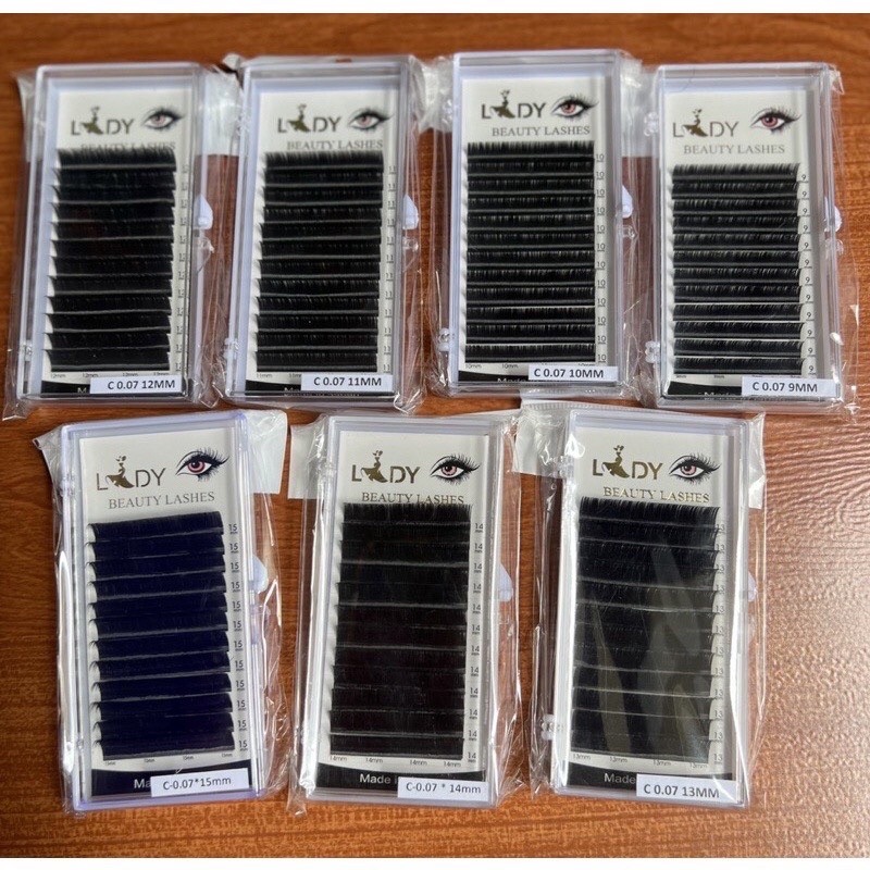 Mi Khay Lady Độ Cong C/C/07 Volumn Classic Tạo Fan Nối Mi Đủ Các Độ Dày Dài - Lẻ 1 Khay