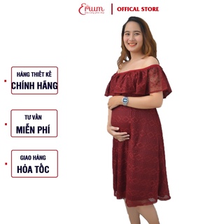 Đầm Bầu Dự Tiệc Sang Trọng Ren Trễ Vai Emum