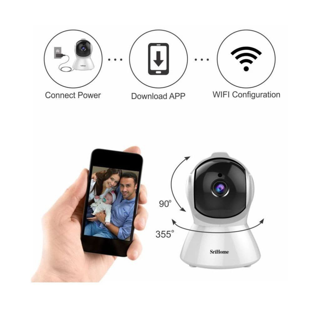 Camera SriHome SH025 Full HD 1080p Chuẩn 2.0 Mpx quay đêm đàm thoại 2 chiều Tích Hợp Cảm Biến AI Thông Minh, kèm thẻ 64G | BigBuy360 - bigbuy360.vn