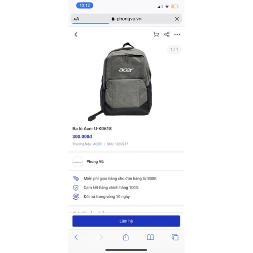 Balo chính hãng Dell,Acer,Asus,Lenovo,Hp thanh lý store
