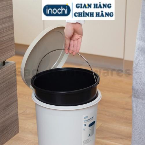 [FreeShip] Thùng rác đạp tròn 6L (có lõi) inochi, nhựa nguyên sinh, ngăn mùi hôi, kháng khuẩn - Giao màu ngẫu nhiên