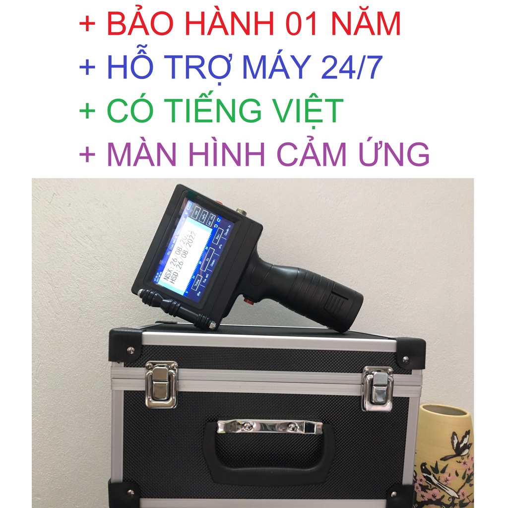 Hàng chính hãng - Máy In Date Cầm Tay In Bao Bì Chai Lọ Thùng Hộp Loại Bền