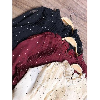 Váy maxi voan chấm bi