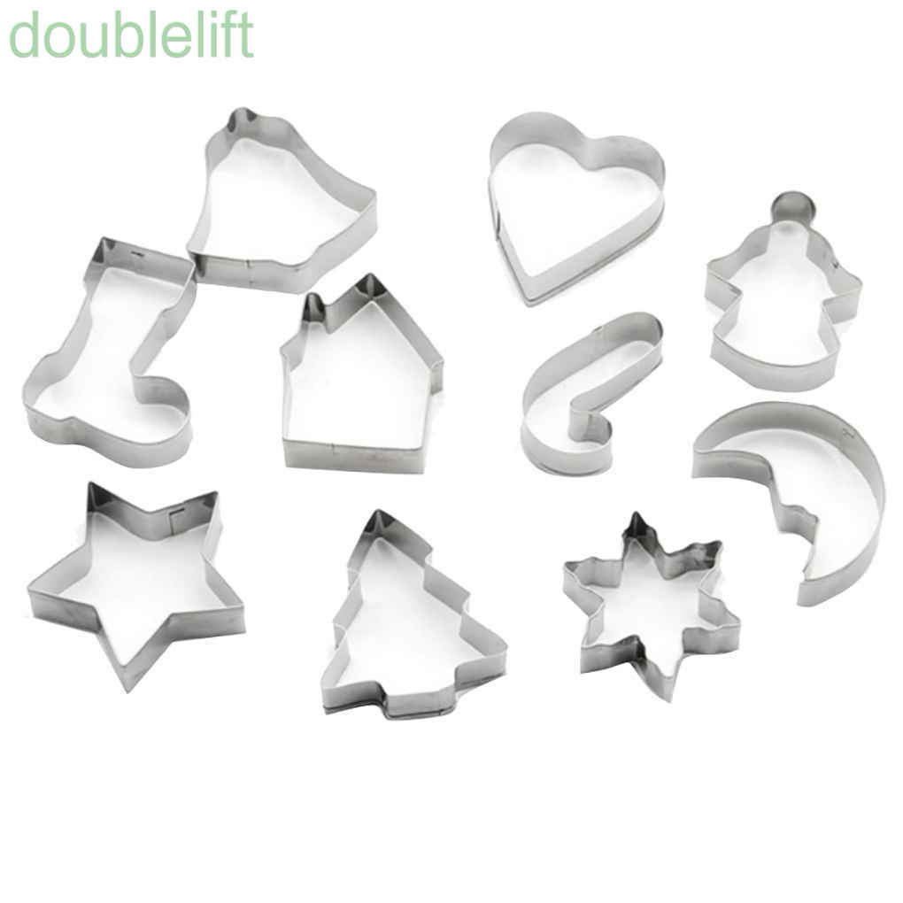 Set 10 khuôn cắt bánh bằng tạo hình thép không gỉ tạo hình chủ đề giáng sinh