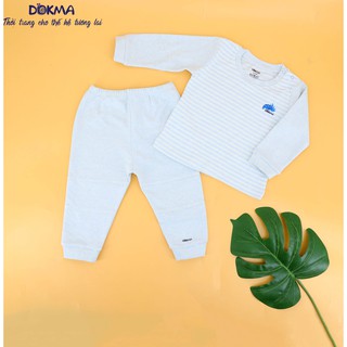 [Mã BMLT30 giảm đến 30K đơn 299K] DB302 Bộ quần áo sơ sinh cài vai dài tay dày Dokma (9-18m)