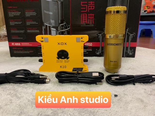 Combo thu âm Livestream Mic BM 900 và suondcard Xox K10 HOT Nhất 2020 tặng kèm tai nghe cao cấp