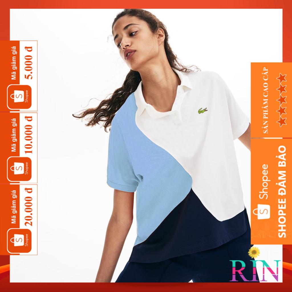 [HÌNH THẬT] ÁO THUN CỔ TRỤ LACOSTE TRẮNG XANH VNXK   - COTTON 100%
