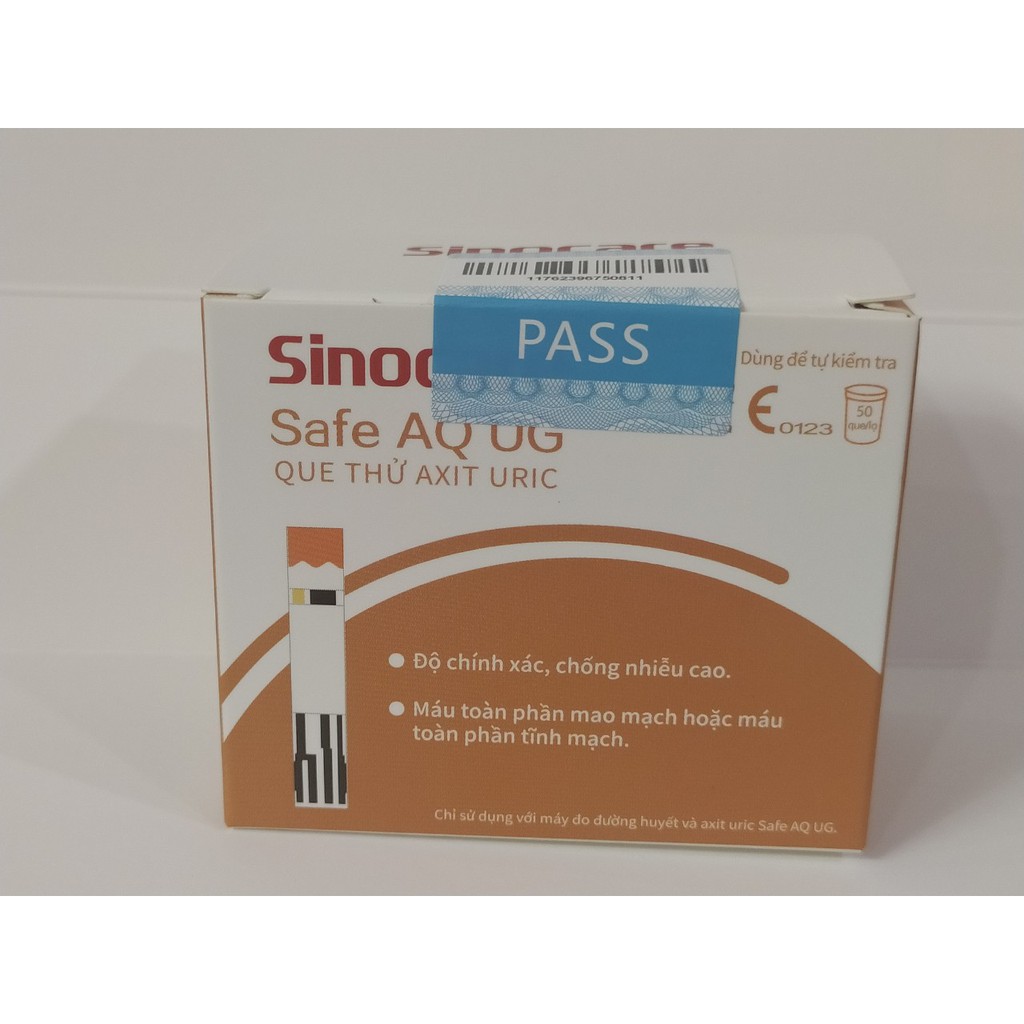 Mẫu mới 50 que thử Axit Uric cho máy Sinocare Safe AQ UG + Tặng 50 kim chích máu