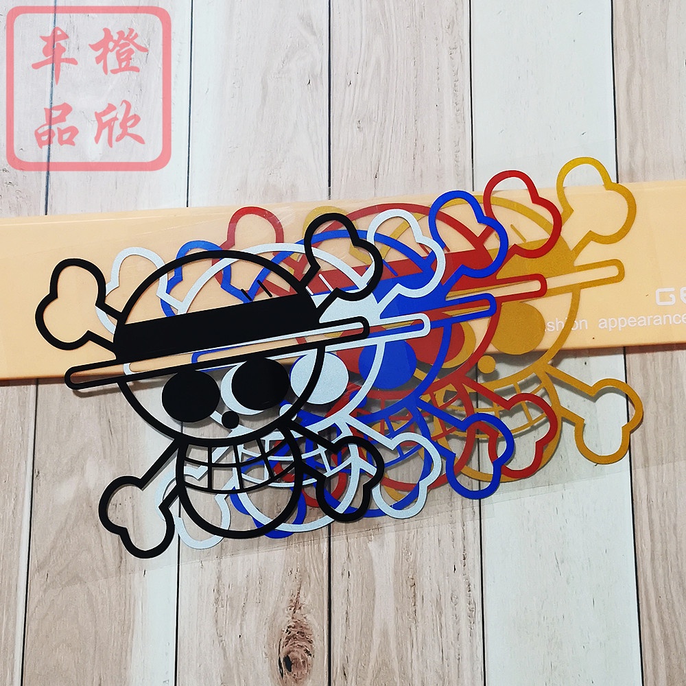 Miếng Dán Trang Trí Nắp Bình Xăng Xe Hơi / Laptop / Ipad Họa Tiết ONE PIECE Màu Phản Quang Độc Đáo