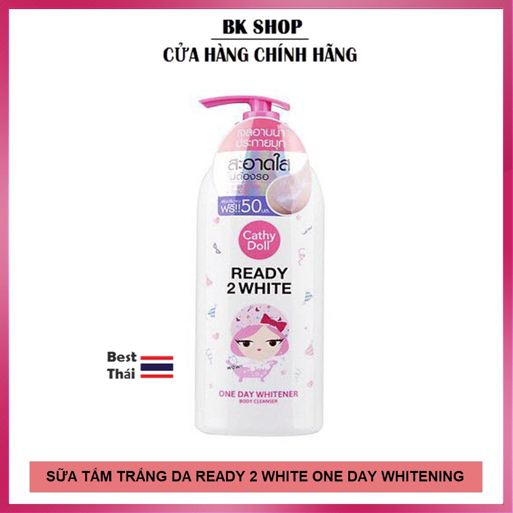 (Auth Thái) Sữa tắm trắng da Cathy Doll Ready 2 White One Day Whitener Body Cleanser 500ML