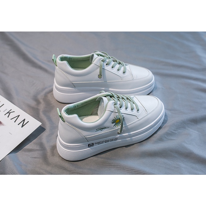 Giày thể thao Sneaker nữ G14 Màu Trắng Đế CaoThêu Hoa Phong Cách Đi Học Đi Chơi | BigBuy360 - bigbuy360.vn